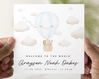 Personalised New Baby Card - Hot Air Balloon Paper Cut New Baby Card ...