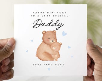 Personalised Bear Daddy Birthday Card - Birthday Card For Daddy - Daddy Greeting Card For Birthday - Special Daddy Card