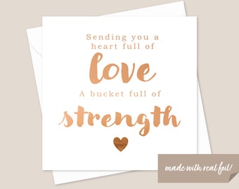 Sending Love And Strength Rose Gold Foil Card - Thinking Of You Card - Hug Card - Sympathy Card -Missing You Card Bereavement Condolences