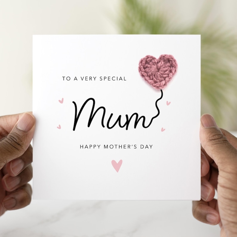 Mum Mothers Day Card - Handmade Crochet Heart - Mother’s Day Card for ...