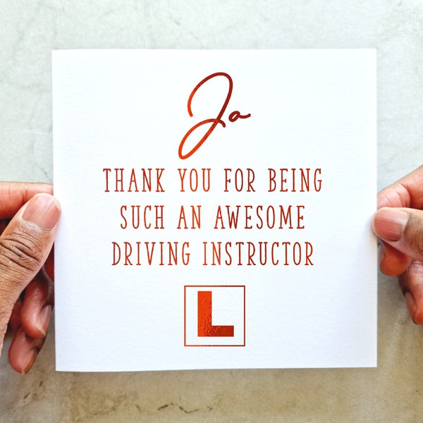 Thank You Card For Driving Instructor - Thank You Driving Instructor Card - Learner Driver Thank You Card - Thank You Card - Red Foil Card