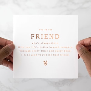 Meaningful Best Friend Birthday Card - Birthday Card For Best Friend - Greeting Card For Friend - Friend Card - Rose Gold Foil Card