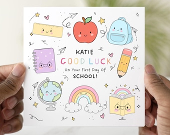Personalised Good Luck First Day At School Card, Custom School Achievement Card, Card for First day at school, Good Luck On Your 1st Day