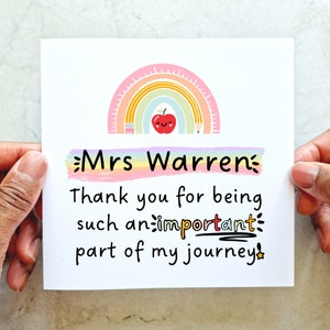 Personalised Teacher Thank You Card - Custom Teacher Card - Teacher Thank You - Teaching Assistant Card - School Leaving Card