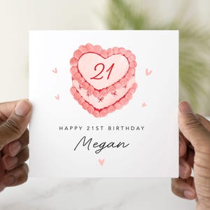 Personalised 21st Birthday Card - Cute Cake Design - 21st Birthday Card For Daughter, Niece, Sister, Friend - 21st Card For Her