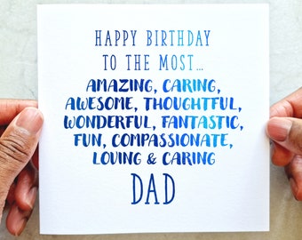 Verse Dad Birthday Card - Birthday Card For Dad - Birthday Card For Him - Poem Dad Card - Card For Dad's Birthday - Blue foil Card
