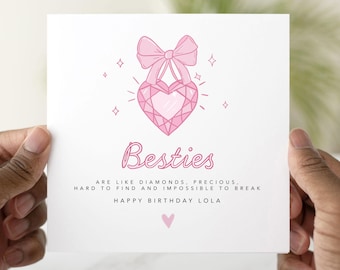 Personalised Bestie Birthday Card, Birthday Card For Best Friend, Bestie Card, Best Friend Card, Bestie Birthday Gift, Diamond Poem