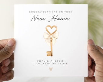 Personalised New Home Card, New Home Card, Housewarming Card, Congratulations Card, Custom Address Card, New Home Gift, Cute Key Design