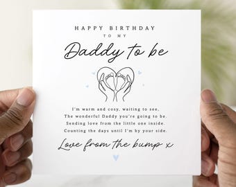 Cute Daddy To Be Birthday Card - First Daddy Birthday Card - 1st Card For Daddy To Be - Daddy Card From Bump