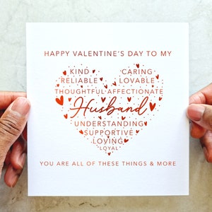 Thoughtful Husband Valentines Card - Romantic Valentine's Card For Husband - Cute Valentine's Day Card - Valentines - Red Foil Card