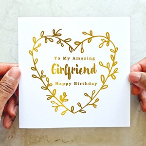 Girlfriend Birthday Card - Girlfriend Card - Birthday Card For Girlfriend - Birthday Card For Her - Gold foil  - Girlfriend Special Birthday