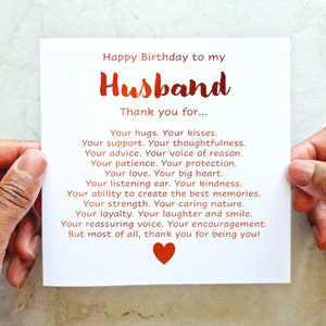 Romantic Husband Birthday Card - Romantic Birthday Card For Husband - Cute Birthday Card For Husband - Red Foil Card - Husband Card