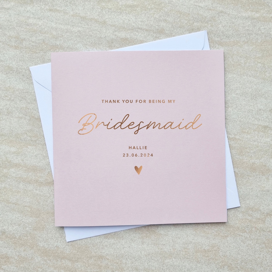 Thank You for Being My Bridesmaid Card - Personalised Thank You Card ...