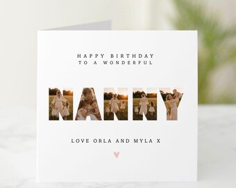 Happy Birthday Nanny Photo Card, Personalised Nanny Birthday Card, Best Nanny in the World Photo Card, Custom Grandma Birthday Card