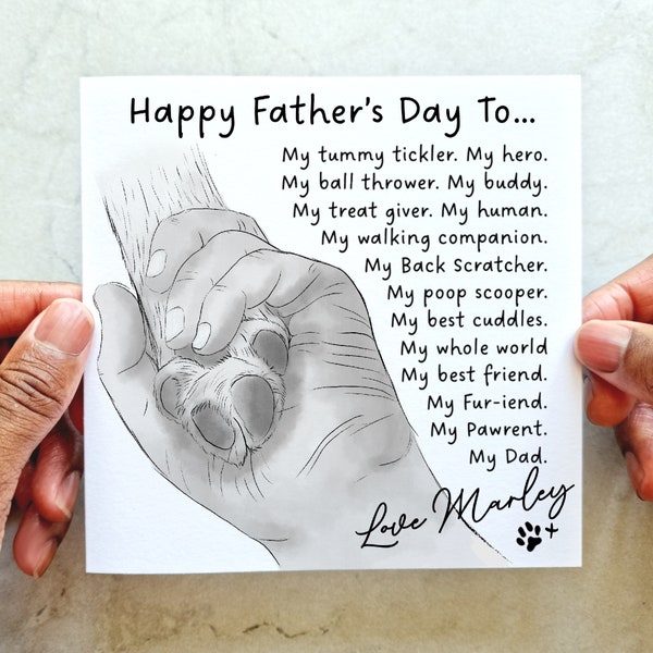 Dog Dad Fathers Day Poem Card - Fathers Day Card From The Dog - Dog Poem Fathers Day Card - Dog Father’s Day Card - Printed Dog Dad Card