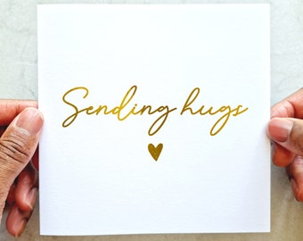 Sending Hugs Sympathy Card - Thinking Of You Card - Grief And Mourning Card - Bereavement Card - Condolences Gold Foil Card