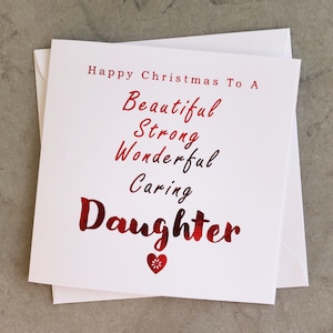 Christmas Daughter Card - Christmas Card For Daughter -  Daughter Christmas Card  - Card For Her - Xmas Card - Red Foiled Card