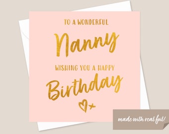 Nanny Birthday Gold Foil Card - Nanny Card - Card For Nanny - Card For Her - Birthday Card For Nanny - Special Nanny Card - Nanny