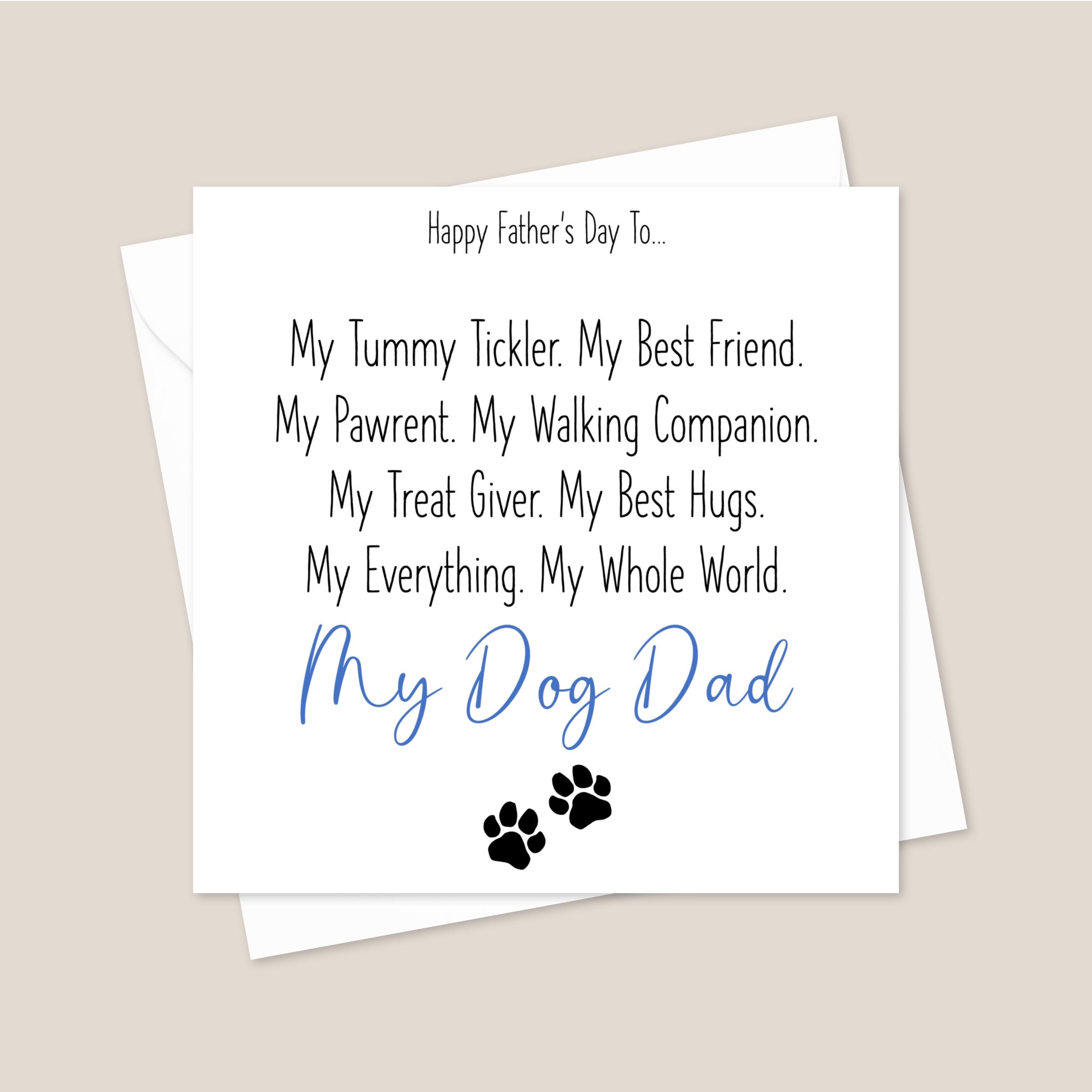 My Dog Dad Fathers Day Poem Card Fathers Day Card From the Dog Fathers