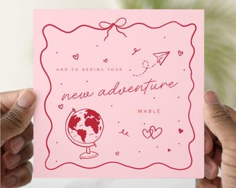 Personalised New Adventure Card, Good Luck Leaving Card, New Job Card for Her, New Beginnings Card, Custom Name Keepsake