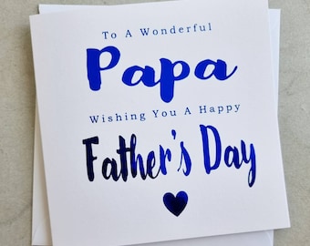 Papa Father's Day Card - Papa Fathers Day Card - Father’s Day Card For Papa - Papa Fathers Day Cards - Card For Papa - Blue Foil Card