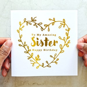 Special Sister Birthday Card - Birthday Sister Card - Birthday Card For Sister - Birthday Card For Her - Best Sister - Gold foil Card