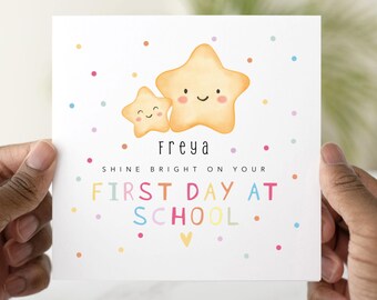 Personalised 1st Day At School Card, Shine Bright On The First Day, Good Luck Card for 1st day at school, Good Luck On Your 1st Day Card