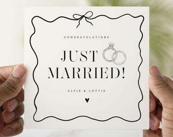 Tarjeta personalizada de recién casados, tarjeta de felicitación de boda, tarjeta de boda con nombres personalizados, tarjeta de recién casados, tarjeta minimalista