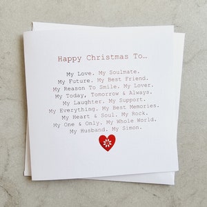 Personalised Husband Christmas Card - Christmas Card For Husband - Husband Xmas Card - Card For Him - Xmas Card For Husband - Red Foil Card