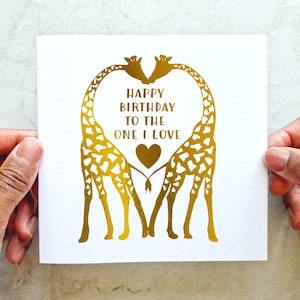 Giraffe Romantic Birthday Card - Girlfriend Birthday Card - Boyfriend Birthday Card - Birthday Card For Him - Birthday Card For Her