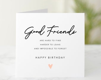 Poem Good Friend Birthday Card - Birthday Card For Friend - Special Friend Card - Greeting Card For Friend - Bestie - Best Friend