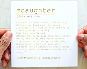 Gold foil Daughter Birthday Card - Definition Daughter Card - Birthday Card For Daughter - Birthday Card For Her - Handmade Card