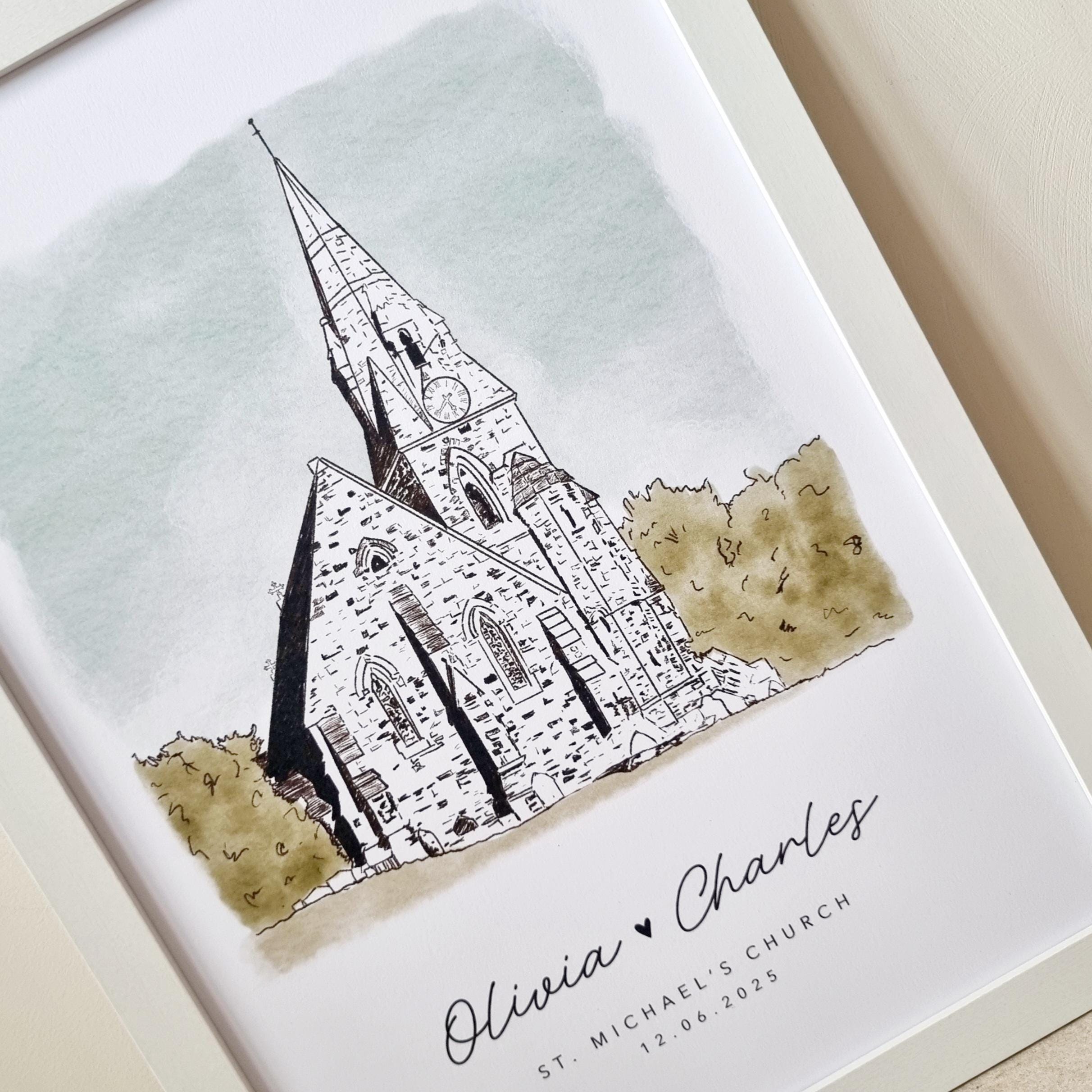 Personalised Wedding Venue Illustration - Custom Church or Venue ...