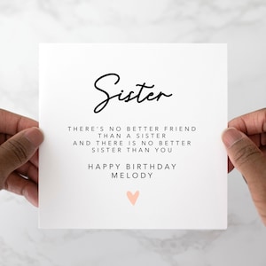 Poem Sister Birthday Card - Birthday Card For Sister - Appreciation Sister Card - Sister Greeting Card For Birthday - No Better Friend