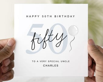 50th Birthday Card, Personalised 50th Birthday Card For Uncle, Brother, Dad, Friend, 50th Card For Him
