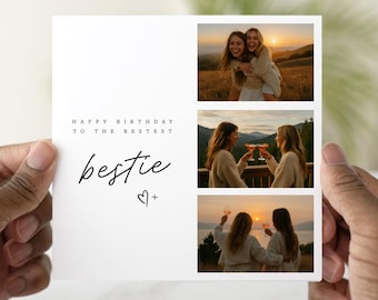 Personalised Photo Bestie Birthday Card - Add Your Own Photos - Birthday Card For Bestie - Bestest Best Friend Birthday Card