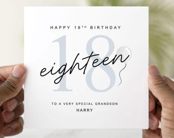 Personalised 18th Birthday Card For Him, 18th Birthday Card For Son, Nephew, Brother, Friend - 18th Birthday Gift