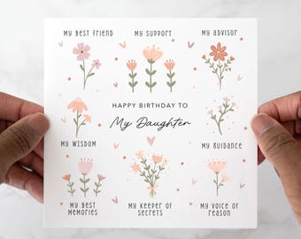 My Daughter Birthday Card - Birthday Card For Daughter - Daughter Flower design Card - Daughter Birthday