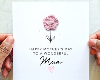 Flower Mum Mothers Day Card - Handmade Crochet Flower - Mother’s Day Card For Mum - Mum Keepsake Mothers Day Gift