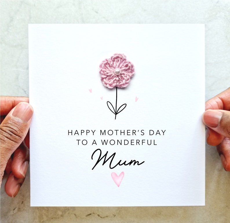 Flower Mum Mothers Day Card - Handmade Crochet Flower - Mother’s Day ...