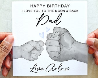Personalised Dad Birthday Card From Son - Birthday Card For Dad - Custom Hands Birthday Card - Printed Card For Dad - Dad Birthday Card