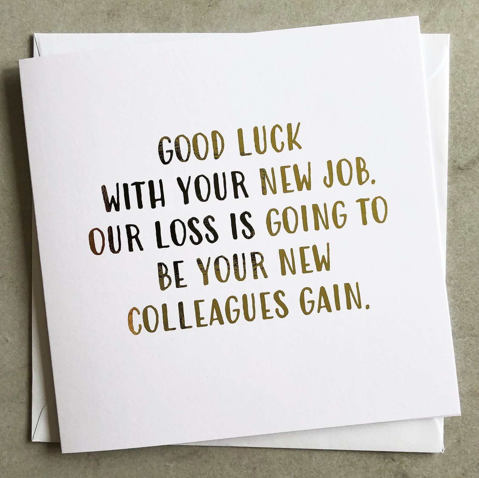 Personalised Gold Foil Good Luck Card Leaving Job Card Etsy