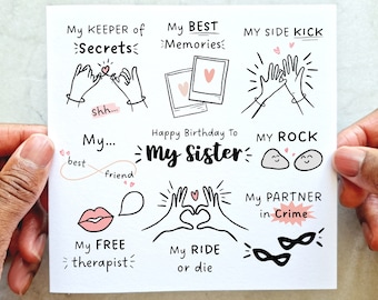 Carte d'anniversaire de ma soeur - carte d'anniversaire pour soeur - carte de soeur - carte d'anniversaire de soeur - cadeau d'anniversaire de soeur - carte bien pensée