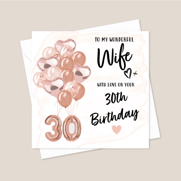 Wife 30th Birthday Card - 30th Birthday Card For Wife - Special 30th Birthday Card - Printed Card For Wife - 30th Birthday Card