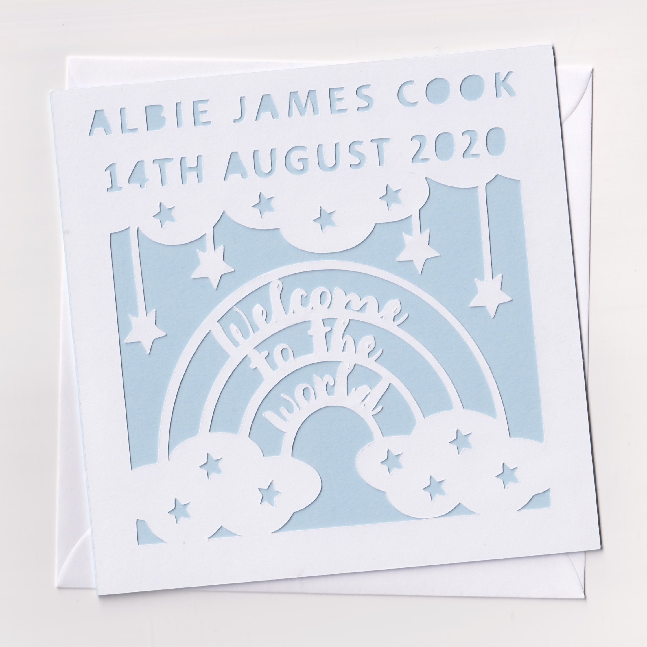 Personalised Rainbow New Baby Card - New Baby Girl Card - New Baby Bo…