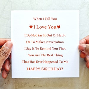 I Love You" Birthday Card - Girlfriend Birthday Card - Boyfriend Birthday Card - Birthday Card for Husband or Wife - Romantic Birthday Card