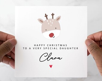 Personalised Daughter Christmas Card - Cute Christmas Card For Daughter - Custom Happy Christmas Daughter - Christmas Card For her