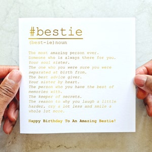 Bestie Birthday Card - Birthday Card For Best Friend - Birthday Card For Friend - Best Friend Card - Gold Foil Card
