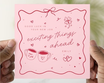 Personalised New Job Card, Good Luck in Your New Job, Exciting Things Ahead Card, Custom Name Card for Her, Leaving Work Card