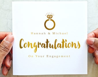Personalised Engagement Card - Custom Congratulations Card - On Your Engagement Card - Congrats Engagement Card - Gold Foil Card